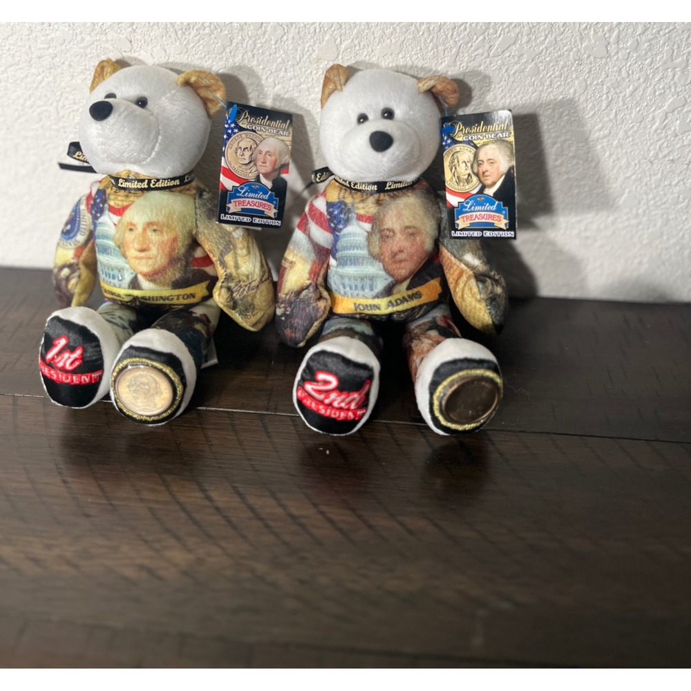 Limited Treasures Presidential Coin Bear George Washington John Adams Set NWT